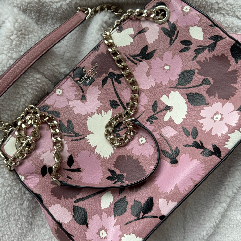 Kate Spade Briar Lane Gala Floral Medium Pebble Pink Shoulder Bag